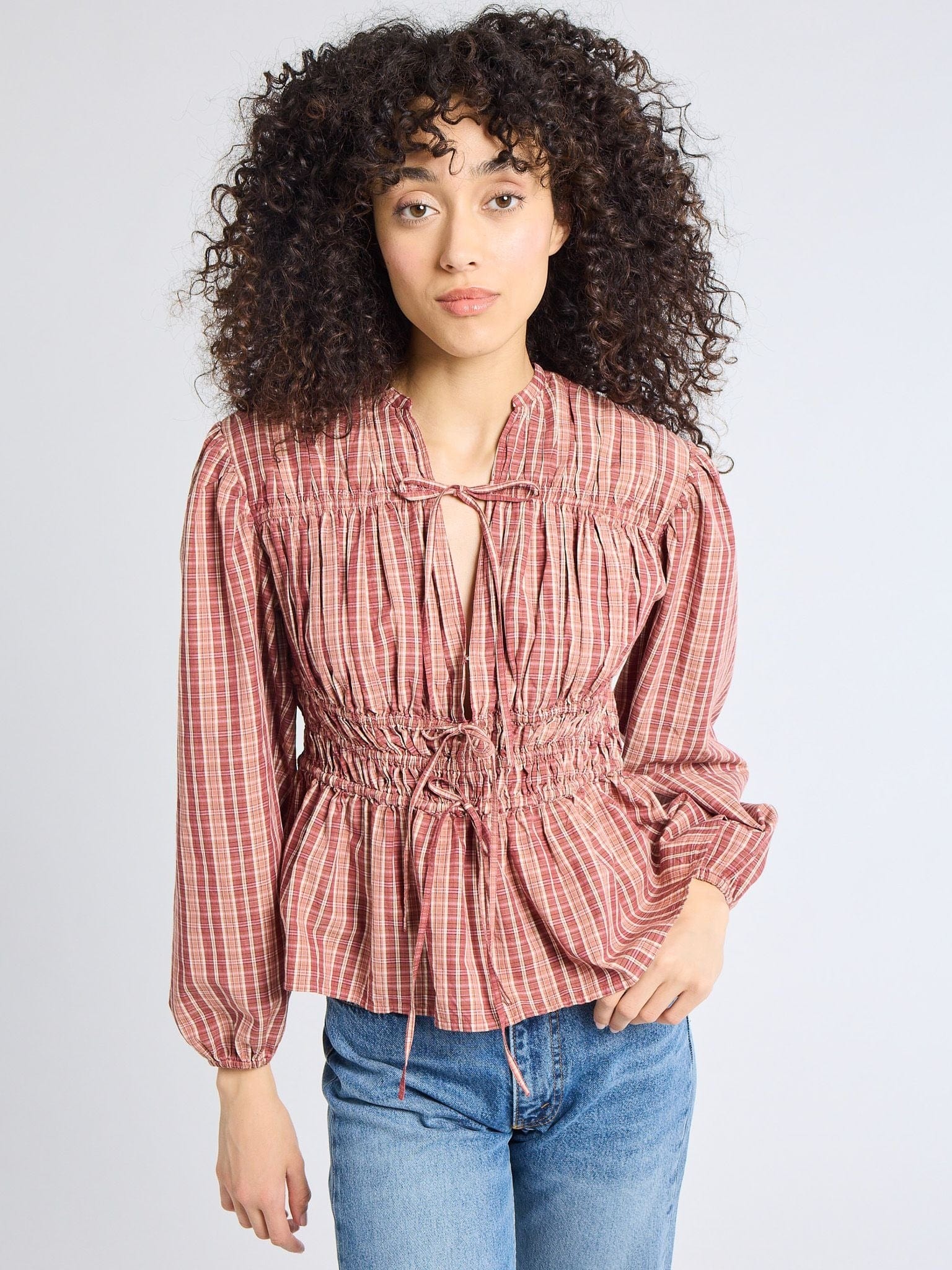 MILLE Clothing Ella Top in Rose Plaid