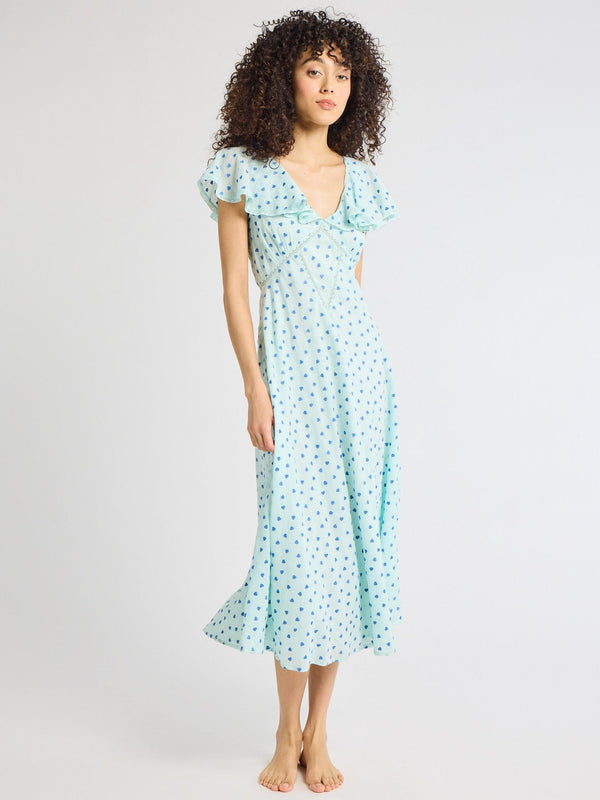Eloise Dress in Blue Hearts — view 4