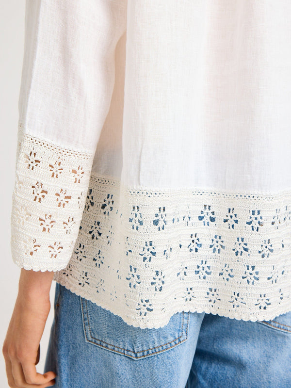 Elsie Top in White Linen — view 4