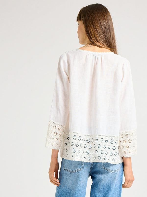 Elsie Top in White Linen — view 3