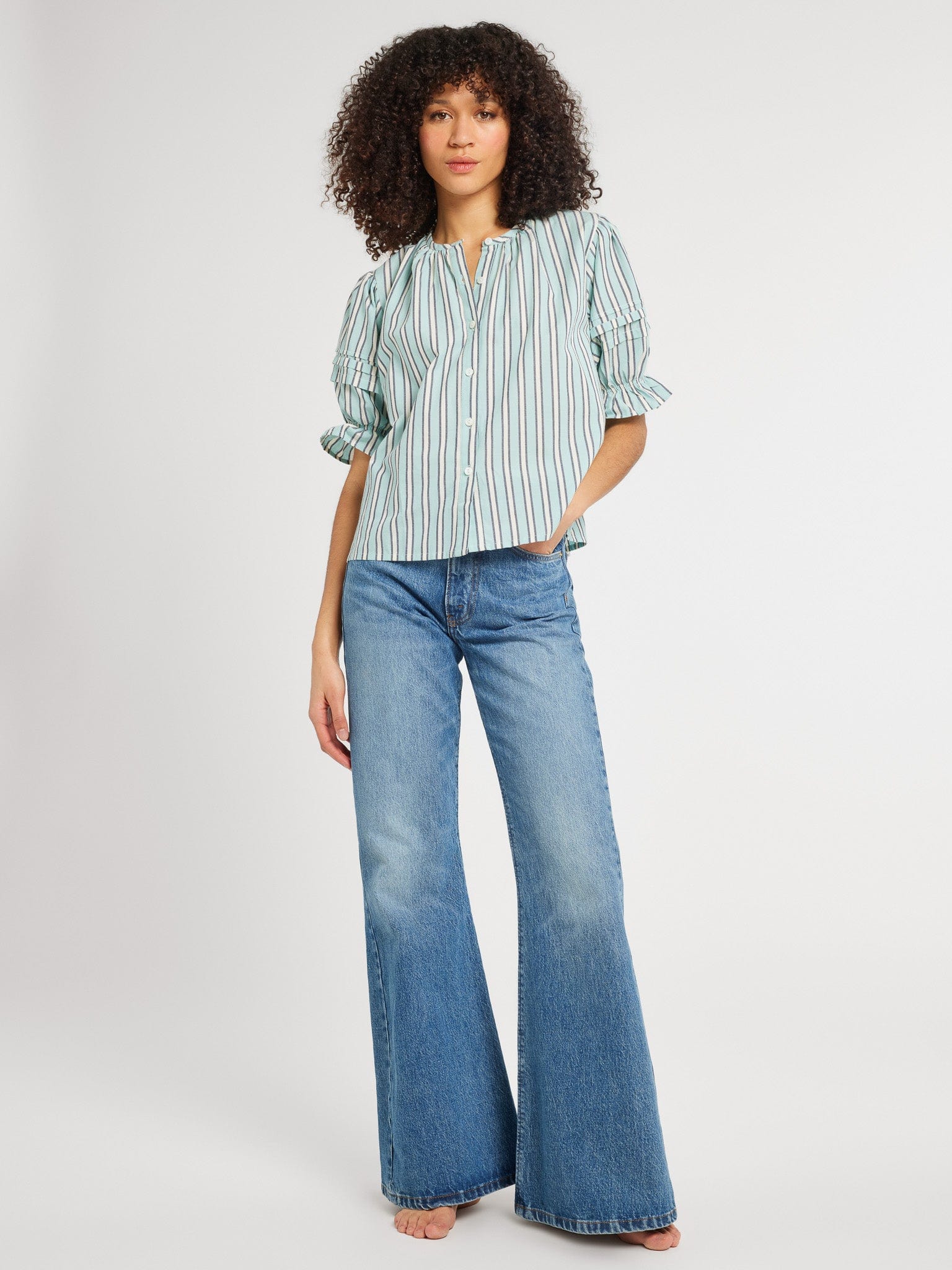 MILLE Clothing Fayette Top in Seaglass Stripe