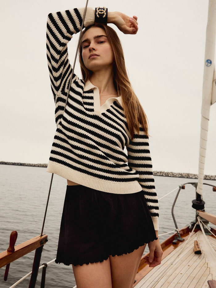 Flora Henley in Black Stripe