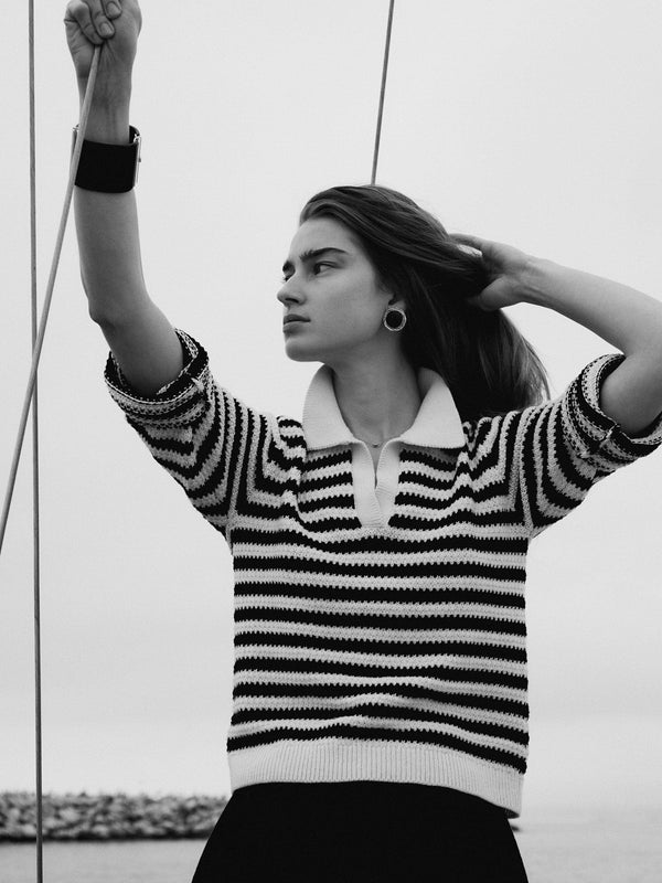 Flora Henley in Black Stripe — view 2