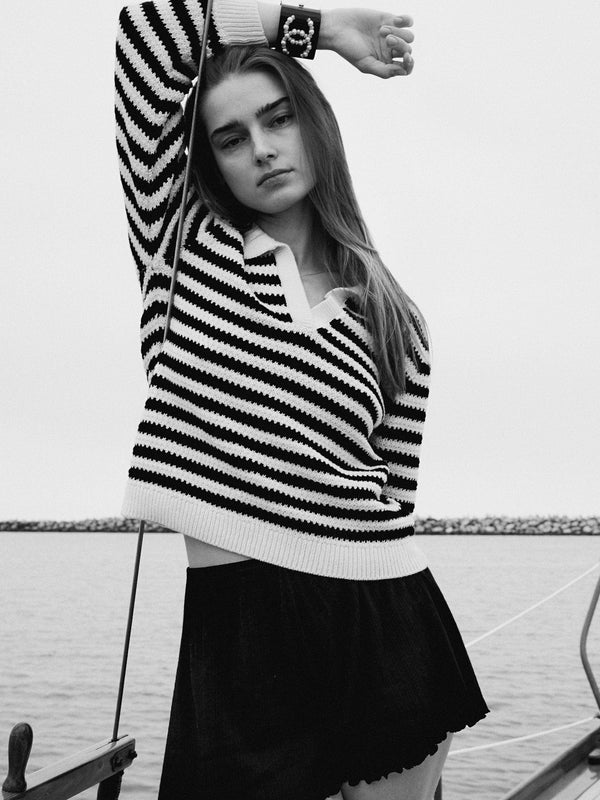 Flora Henley in Black Stripe — view 4
