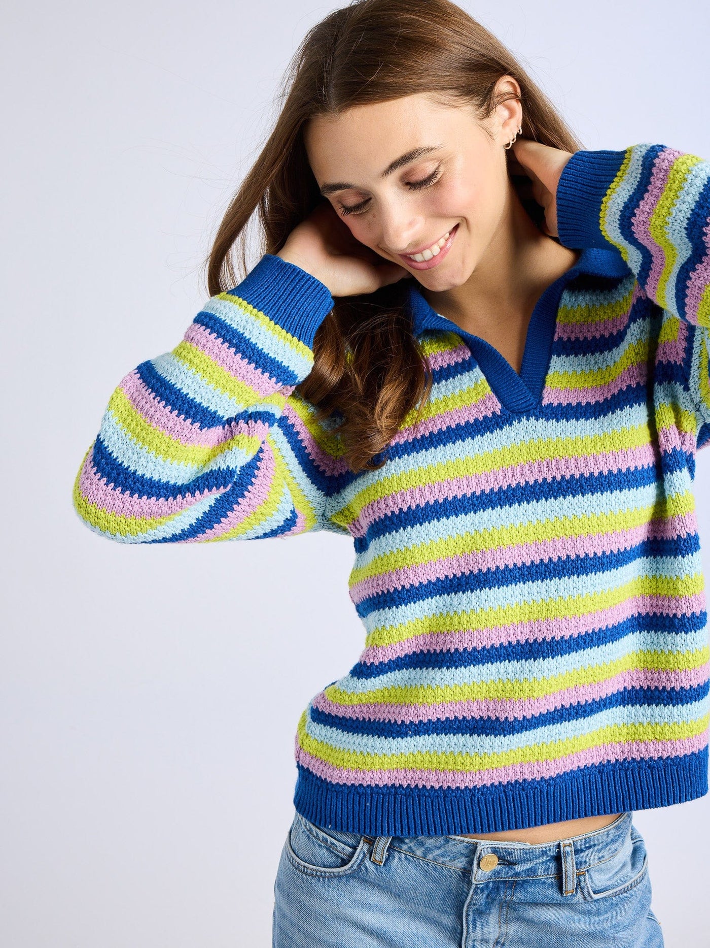 MILLE Clothing Flora Henley in Printemps Stripe