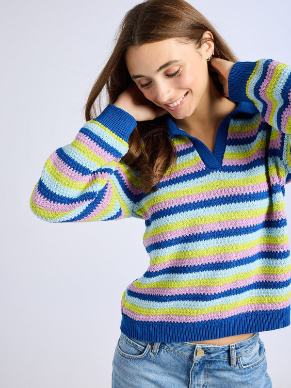 Flora Henley in Printemps Stripe — view 1