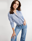 MILLE Clothing Florian Top in Chambray Polka Dot
