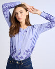 MILLE Clothing Florian Top in Periwinkle Embroidery