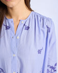 MILLE Clothing Florian Top in Periwinkle Embroidery