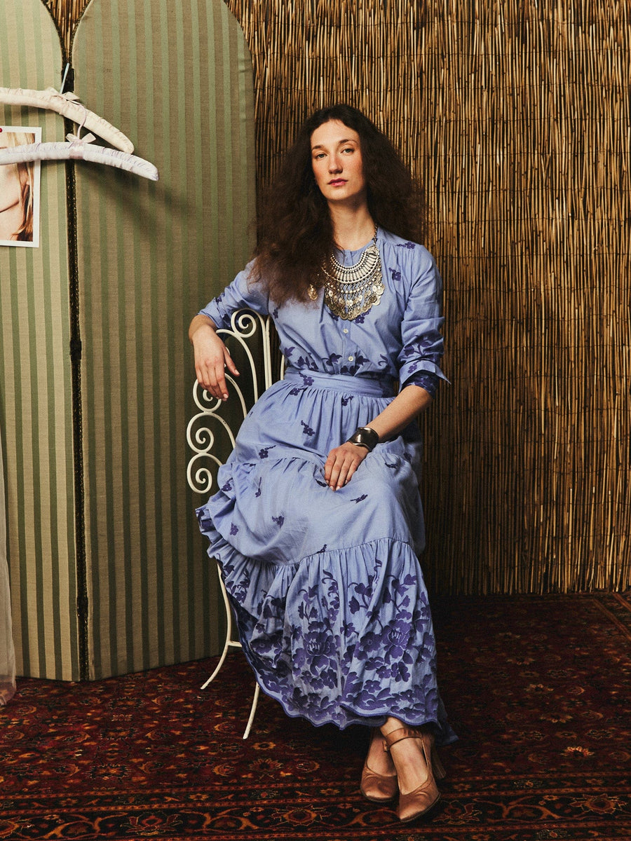 Florian Top in Periwinkle Embroidery — alternate view