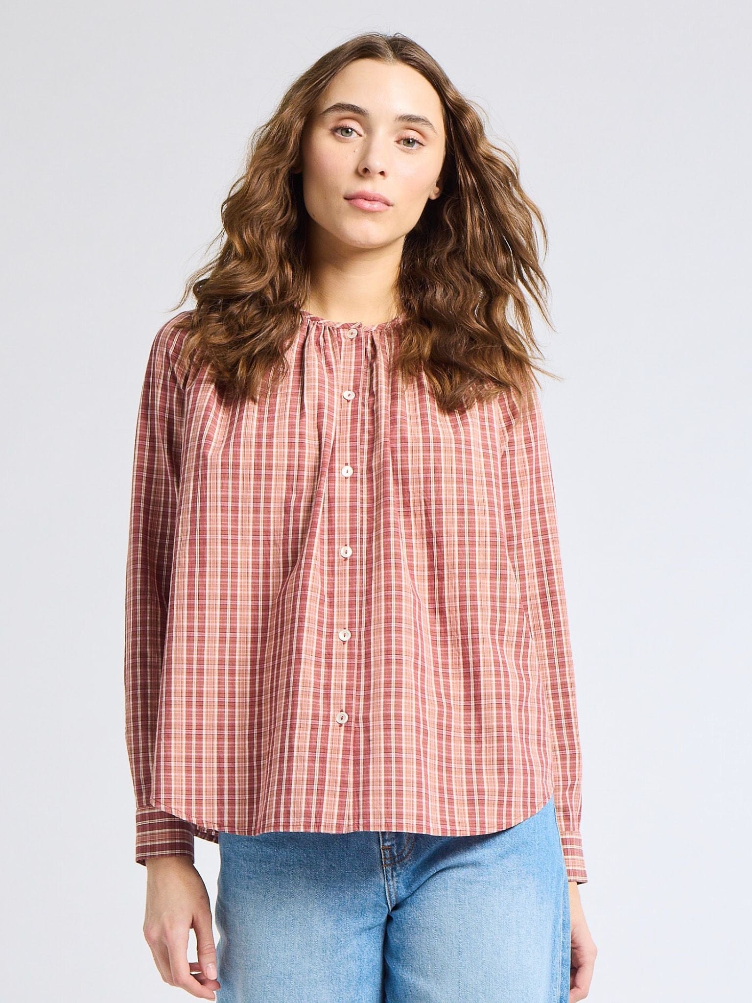 MILLE Clothing Florian Top in Rose Plaid