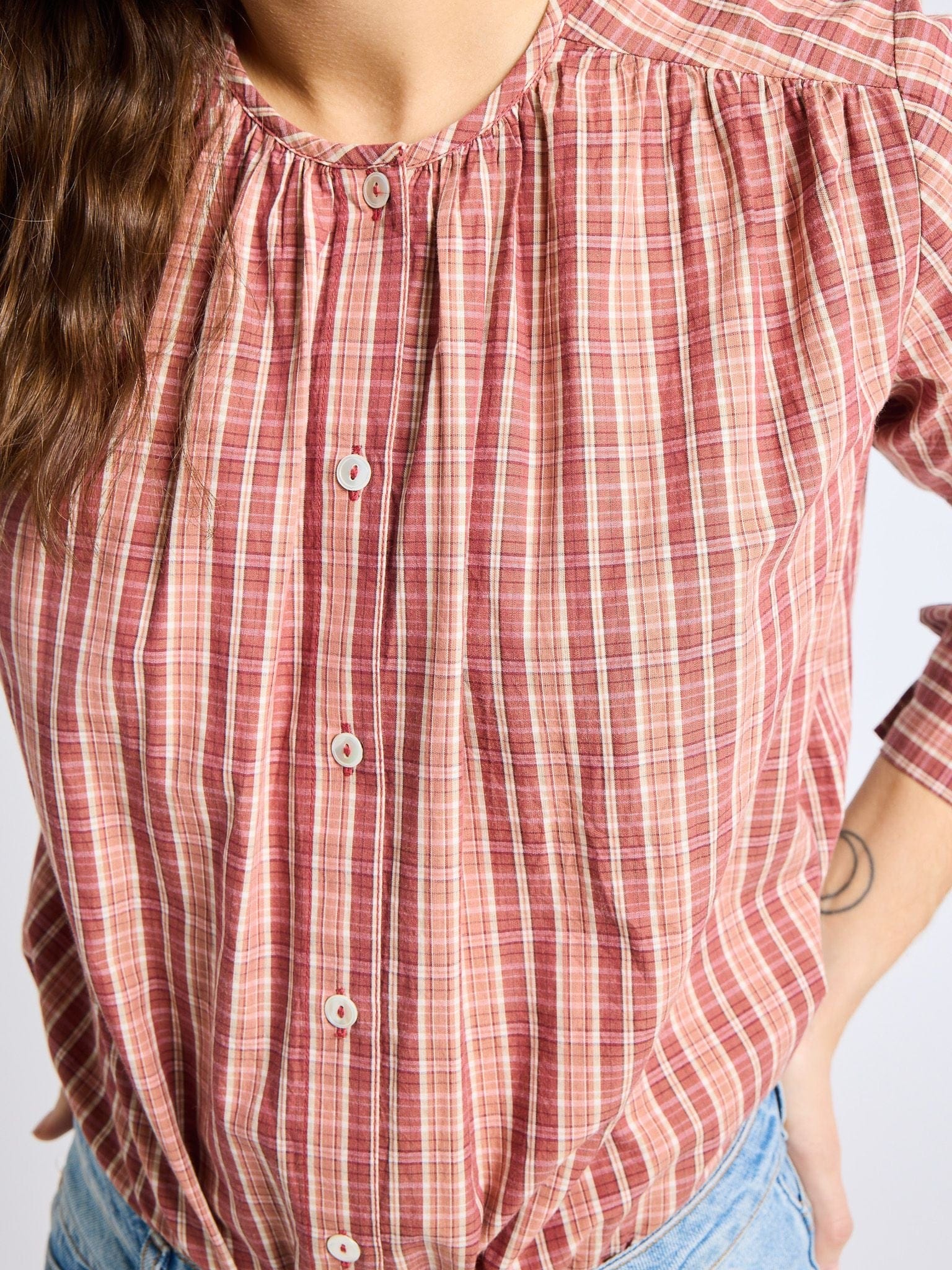 MILLE Clothing Florian Top in Rose Plaid
