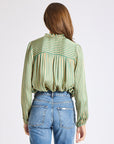 MILLE Clothing Francesca Top in Almond & Green Stripe