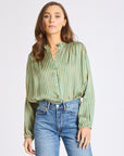 MILLE Clothing Francesca Top in Almond & Green Stripe