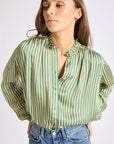 MILLE Clothing Francesca Top in Almond & Green Stripe