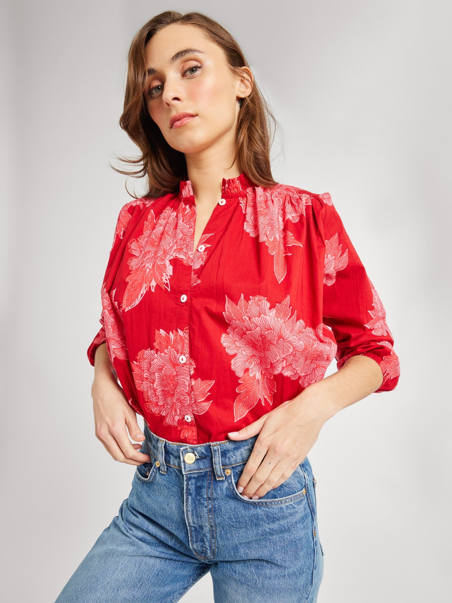 MILLE Clothing Francesca Top in Crimson Floral