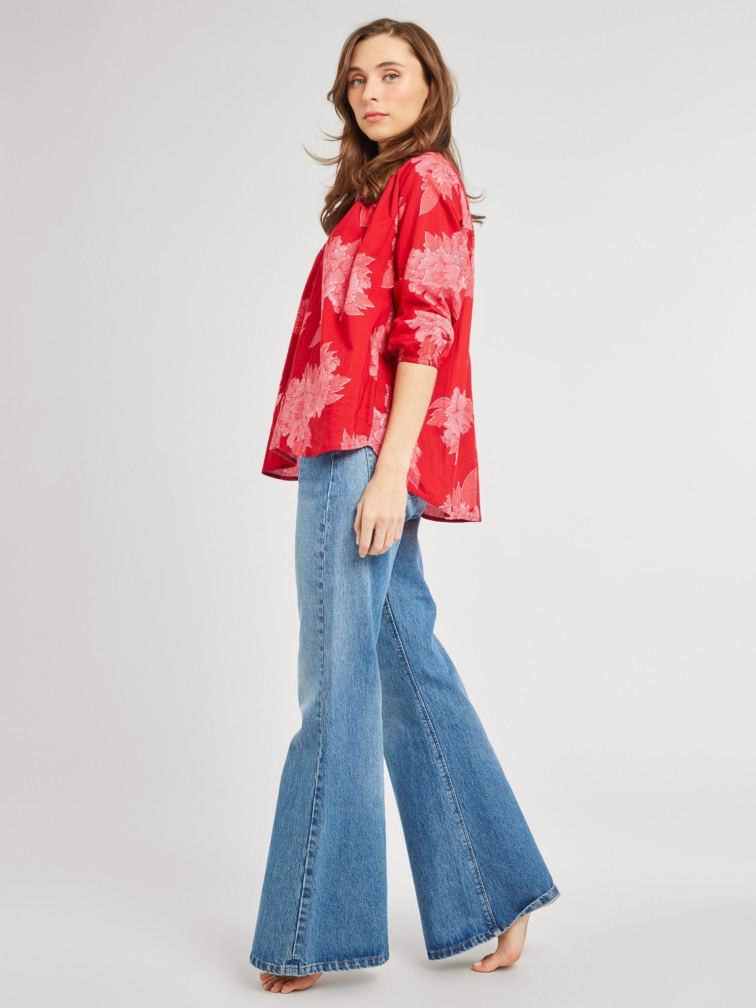 MILLE Clothing Francesca Top in Crimson Floral