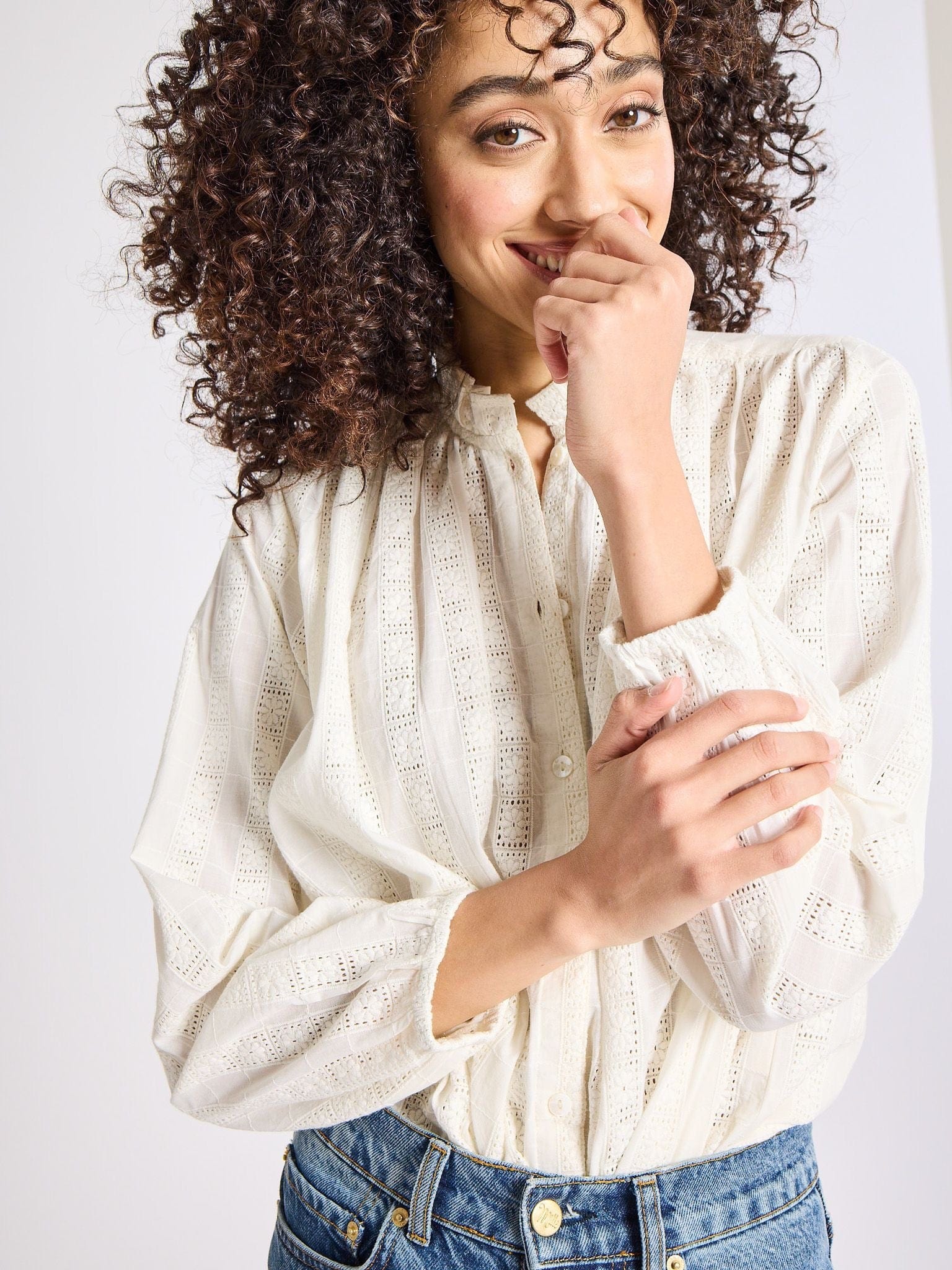 MILLE Clothing Francesca Top in Ivory Eyelet