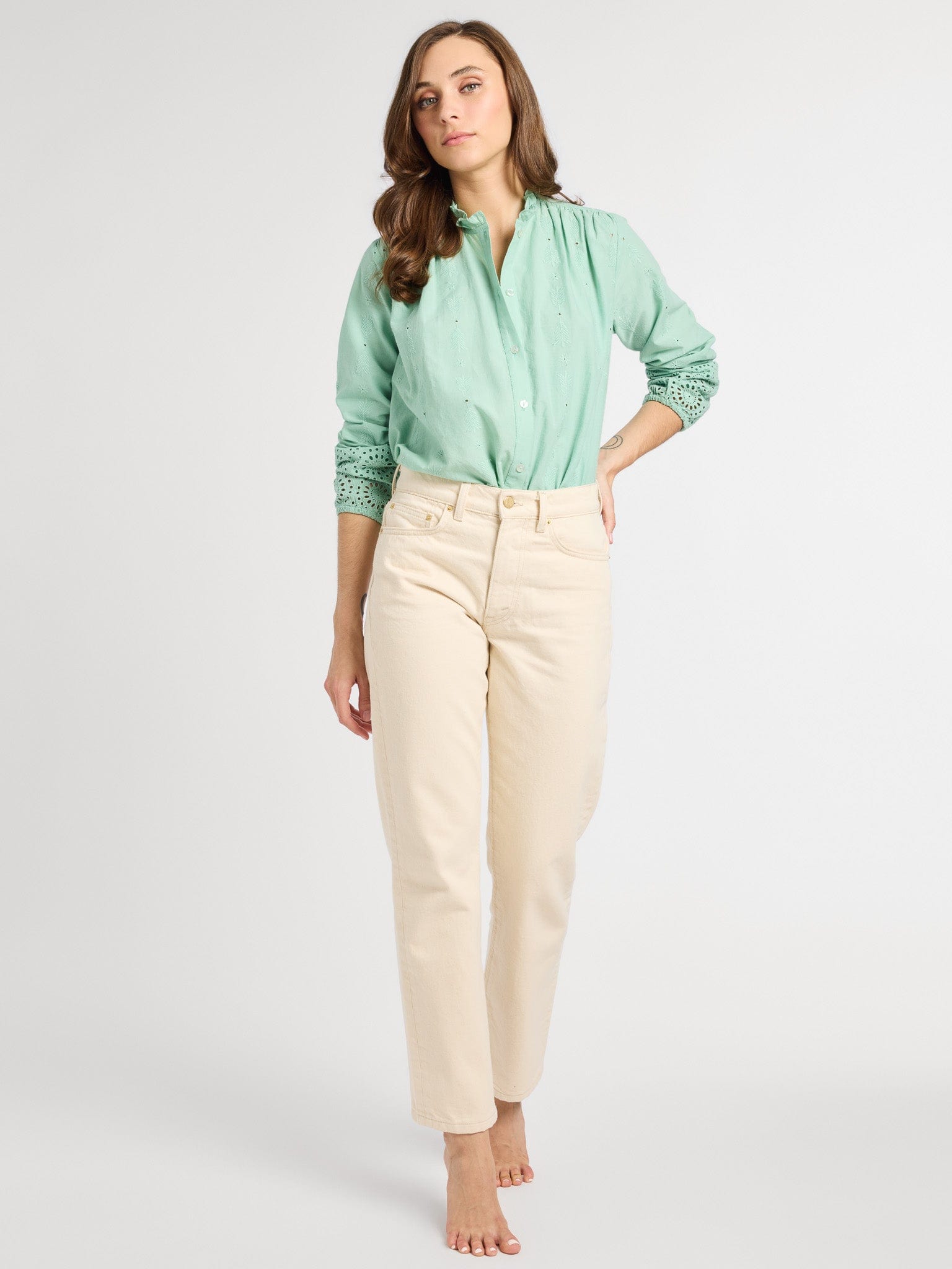 MILLE Clothing Francesca Top in Pistachio Eyelet