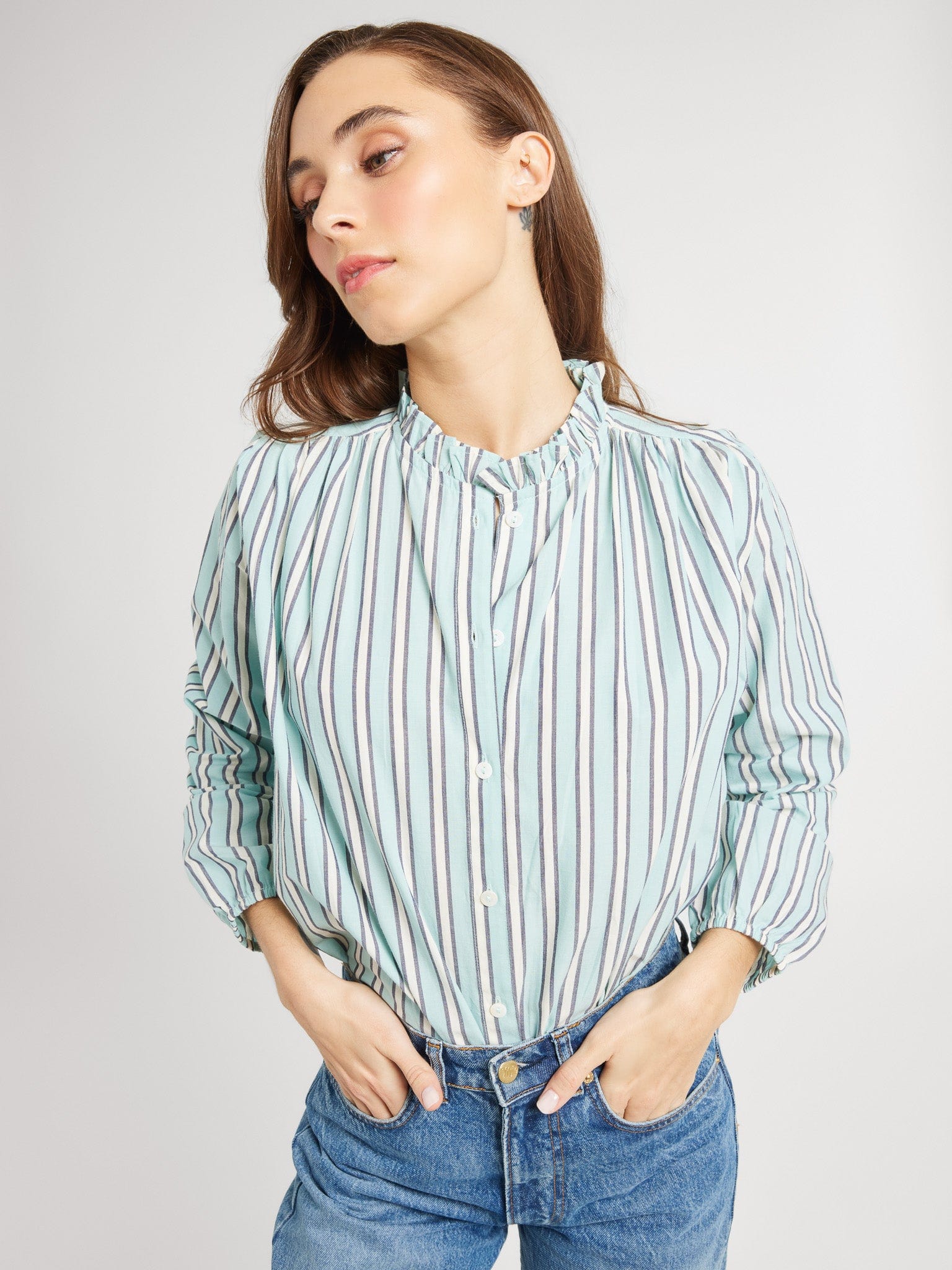 MILLE Clothing Francesca Top in Seaglass Stripe