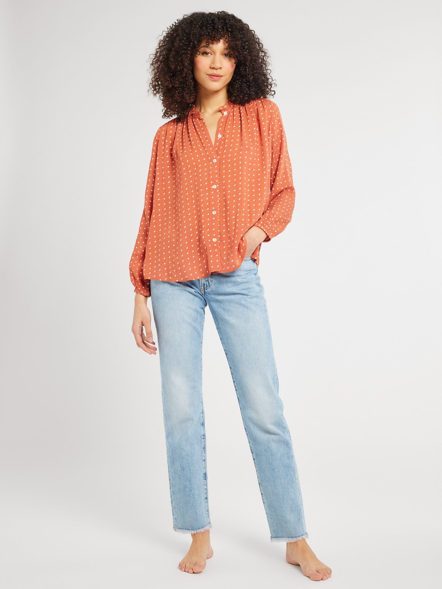 MILLE Clothing Francesca Top in Terracotta Dot