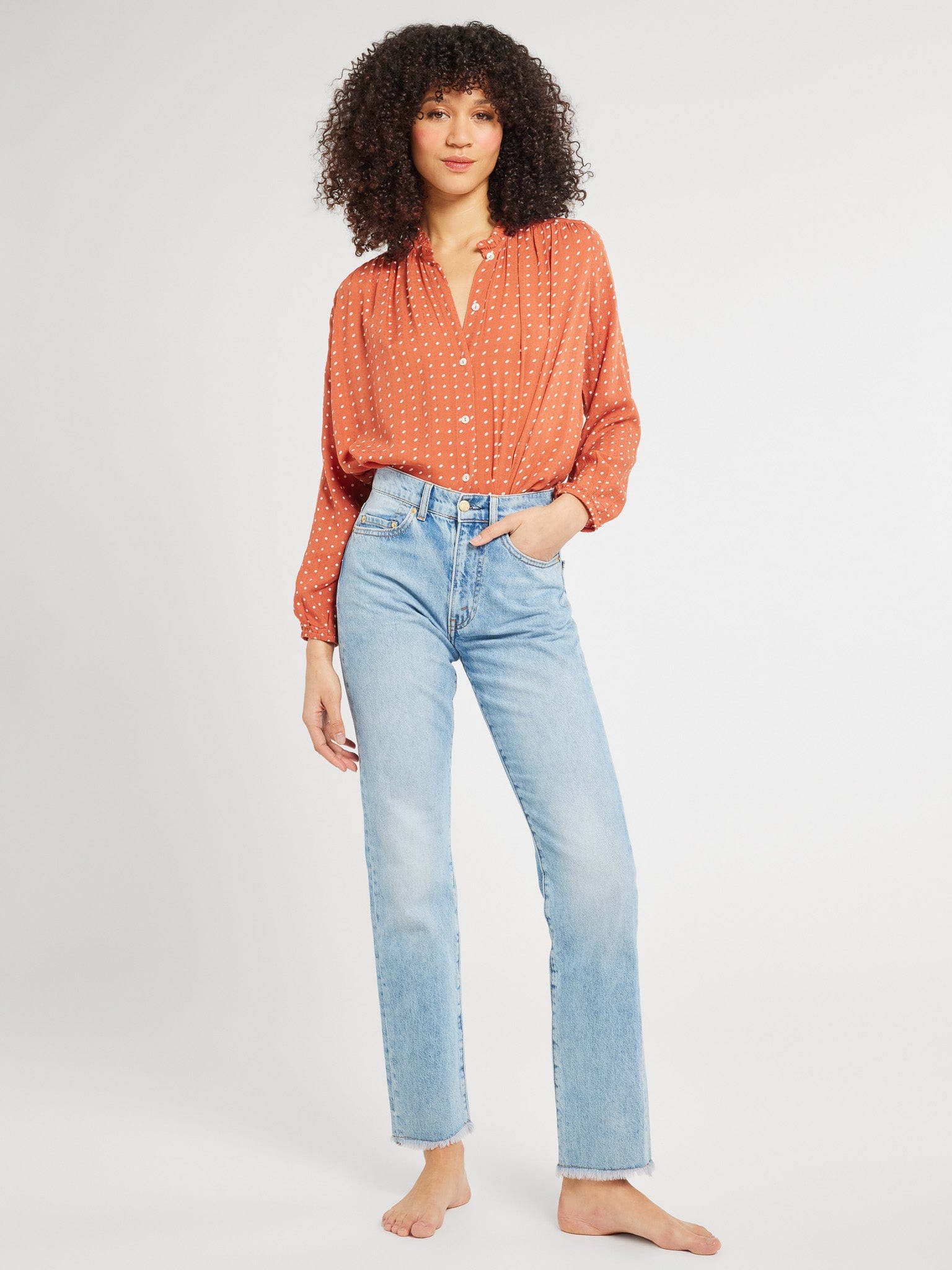 MILLE Clothing Francesca Top in Terracotta Dot