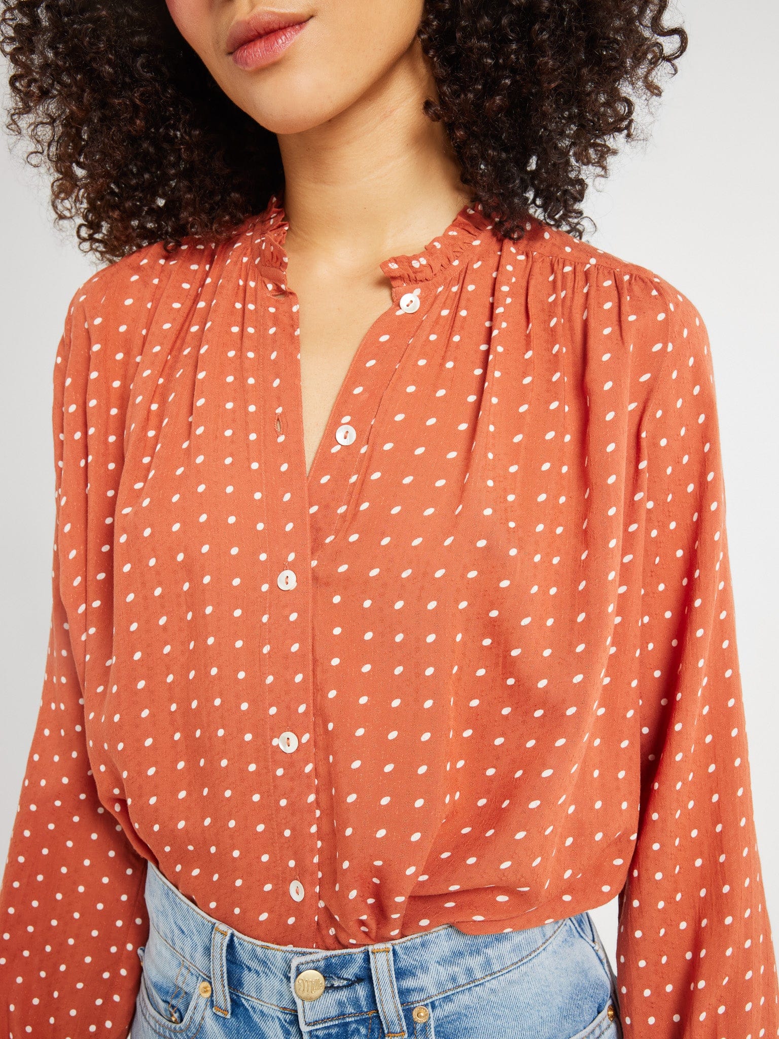 MILLE Clothing Francesca Top in Terracotta Dot