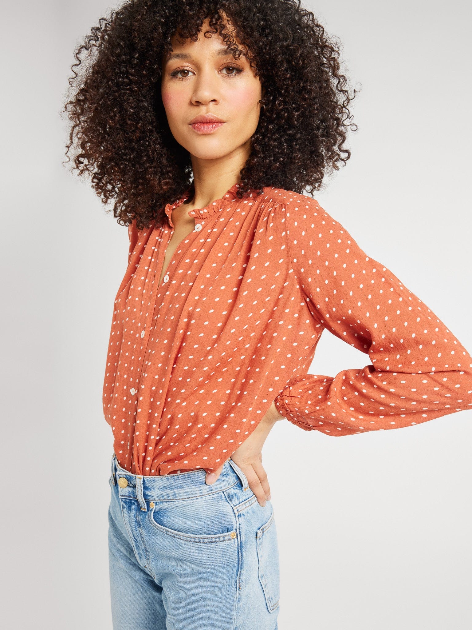 MILLE Clothing Francesca Top in Terracotta Dot