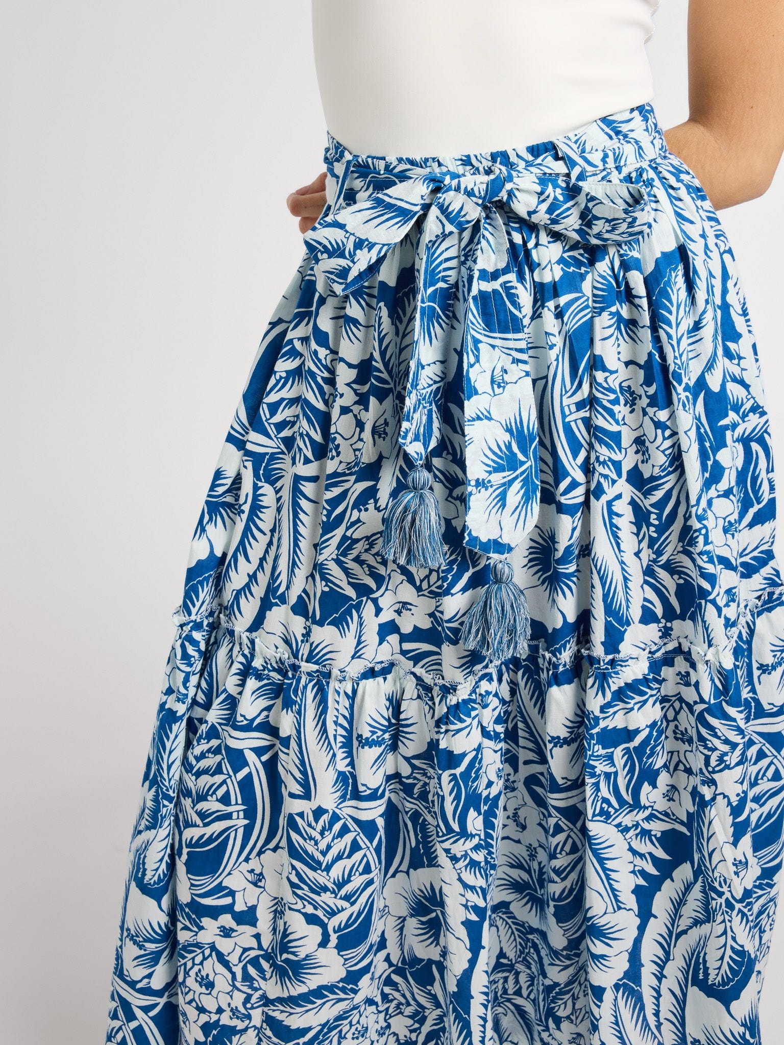 MILLE Clothing Françoise Skirt in Blue Hibiscus