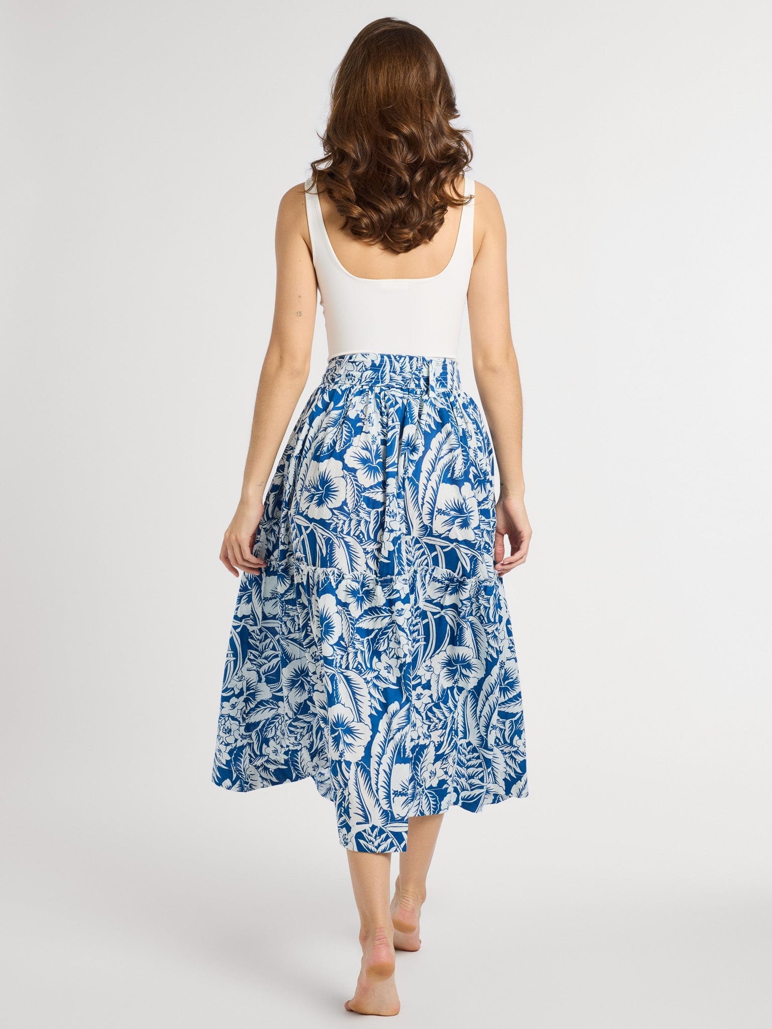 MILLE Clothing Françoise Skirt in Blue Hibiscus