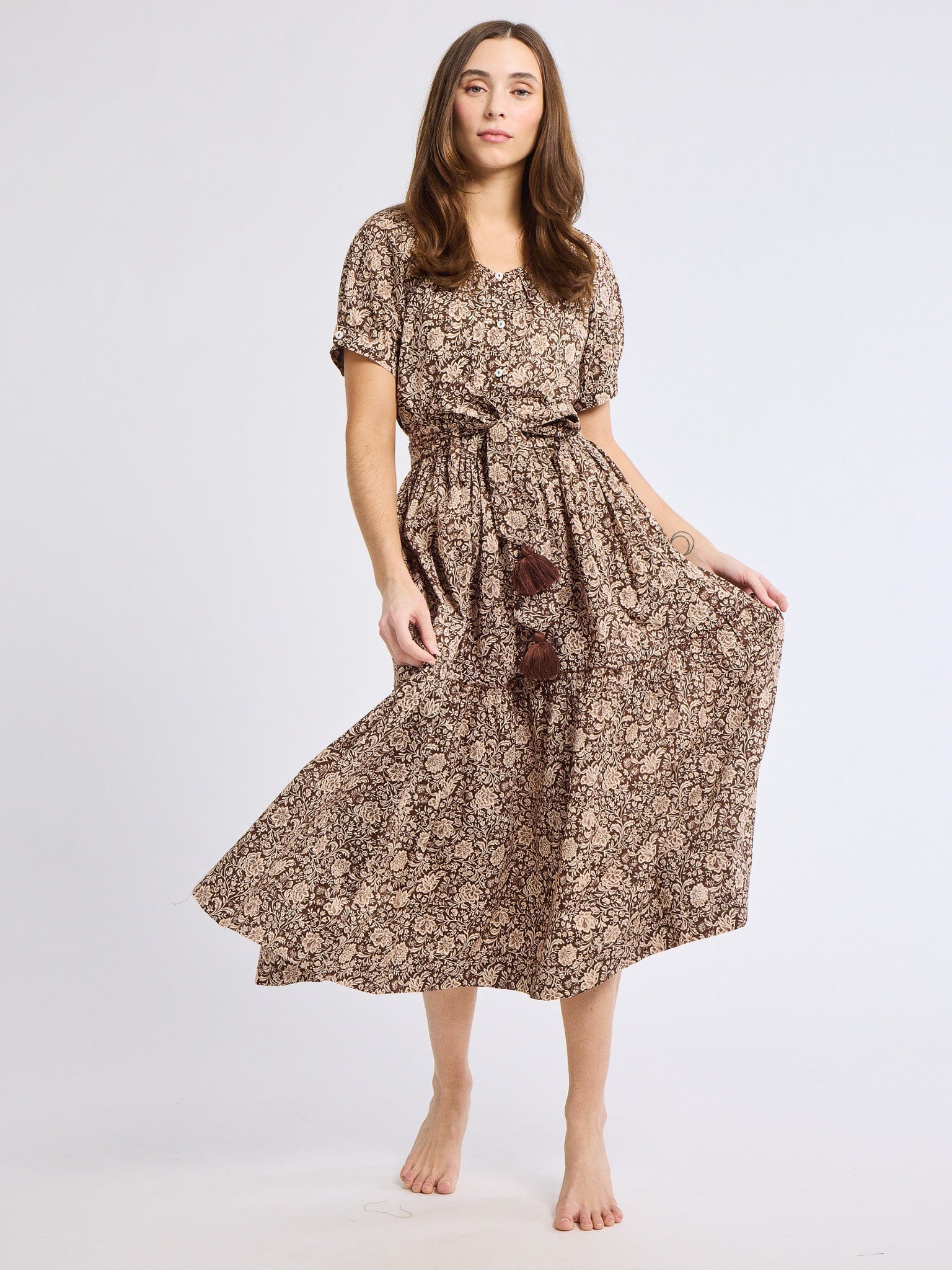 MILLE Clothing Françoise Skirt in Cocoa Floral
