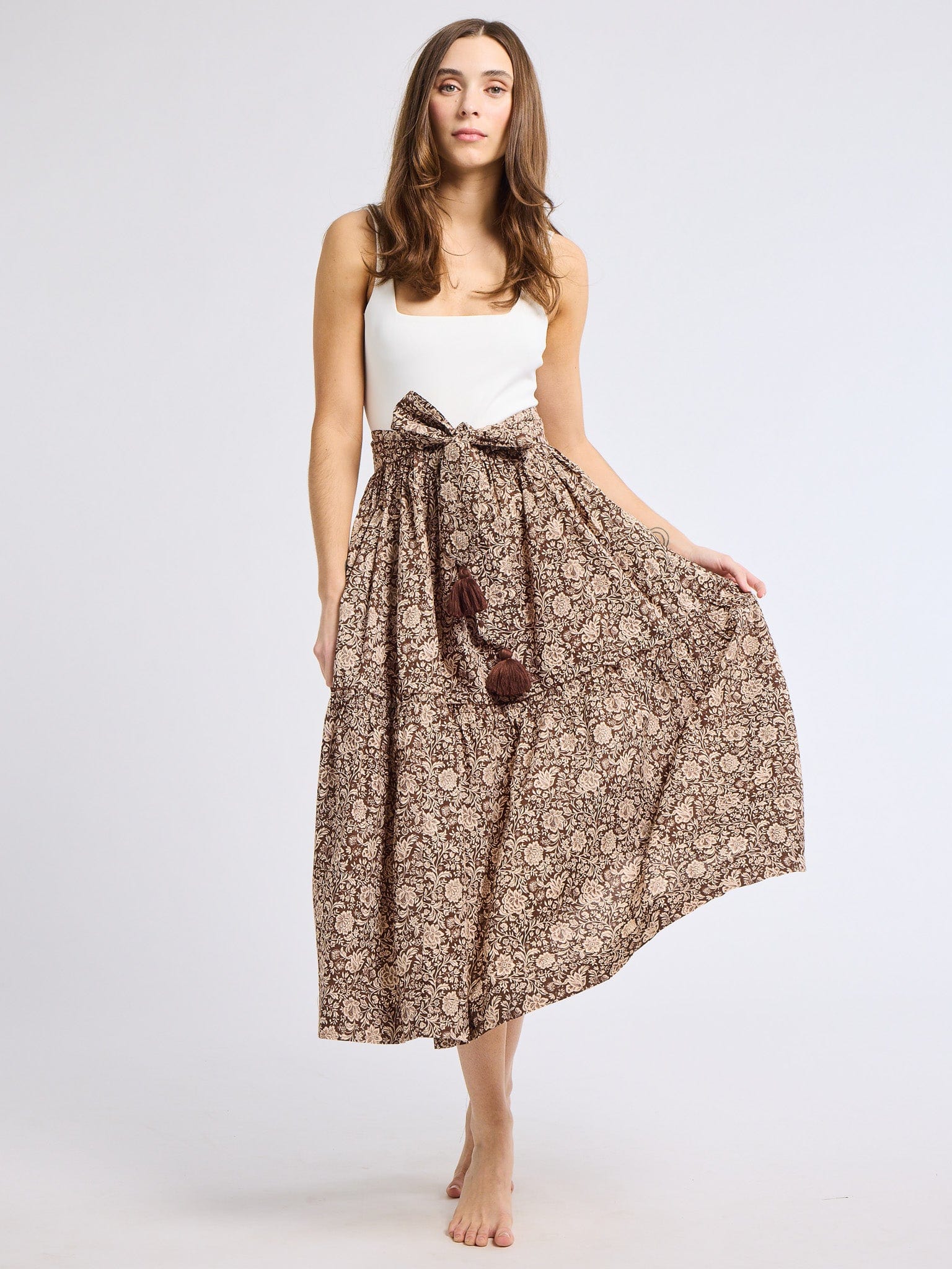 MILLE Clothing Françoise Skirt in Cocoa Floral
