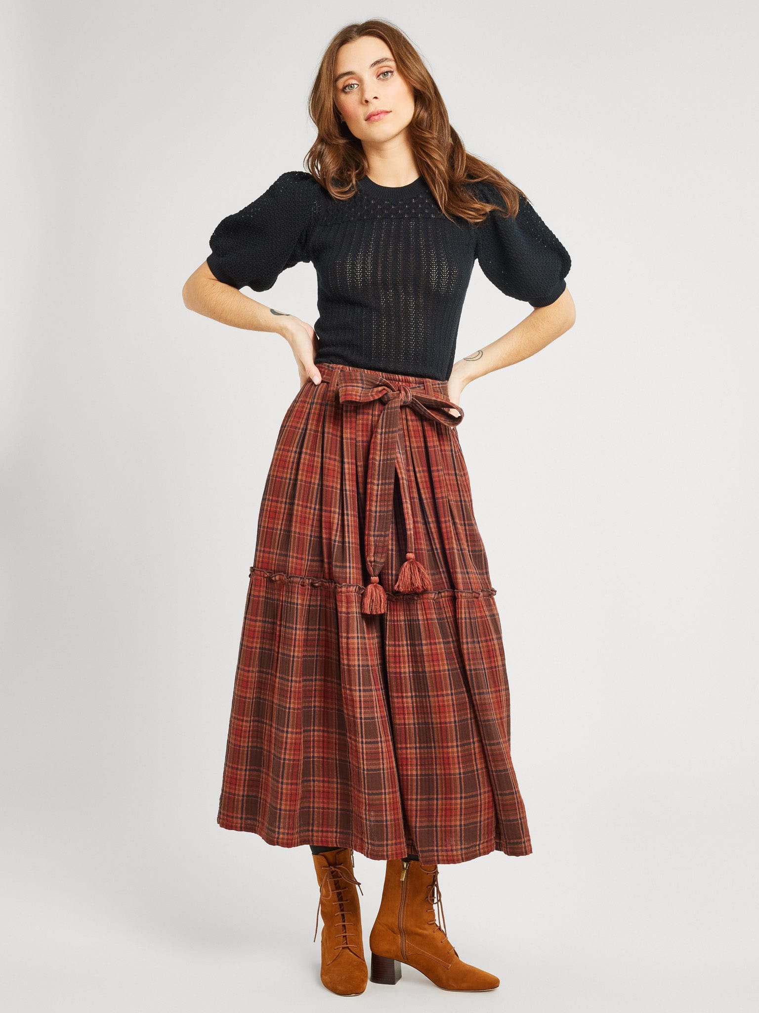 MILLE Clothing Françoise Skirt in Fireside Plaid