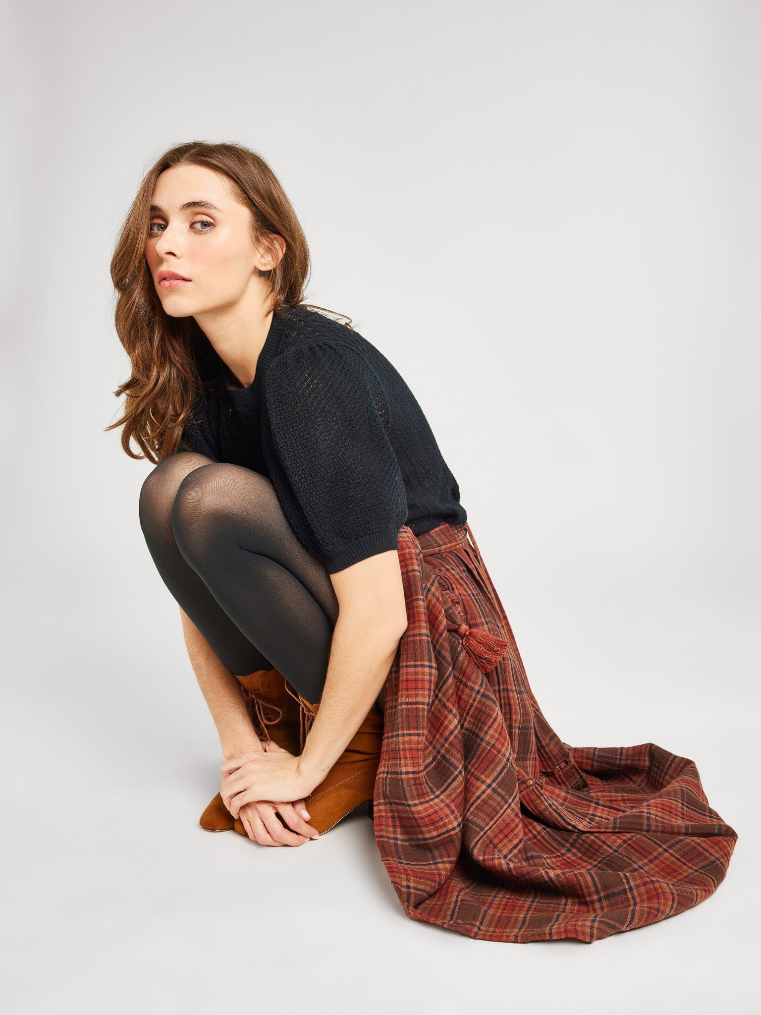 MILLE Clothing Françoise Skirt in Fireside Plaid