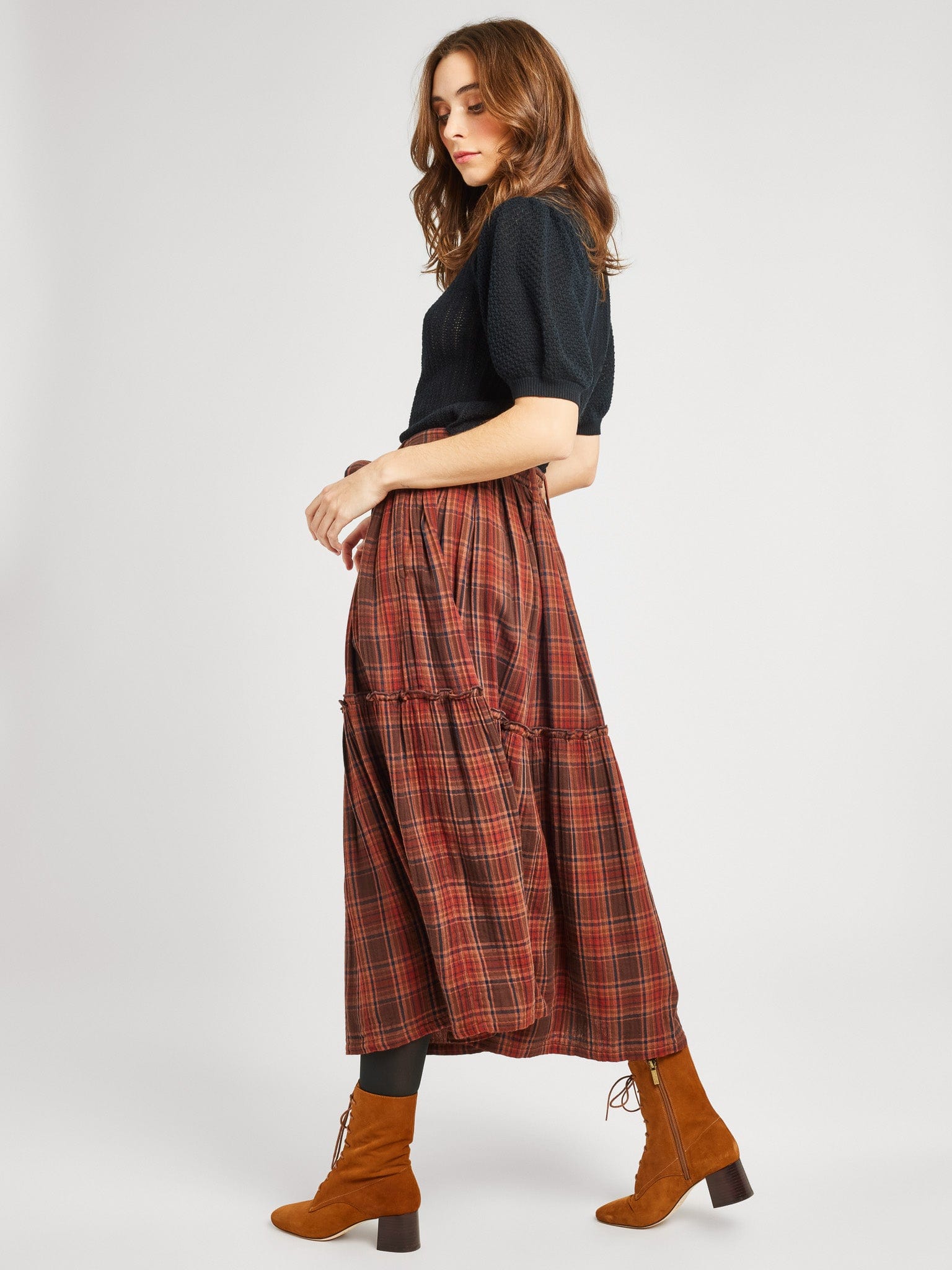 MILLE Clothing Françoise Skirt in Fireside Plaid