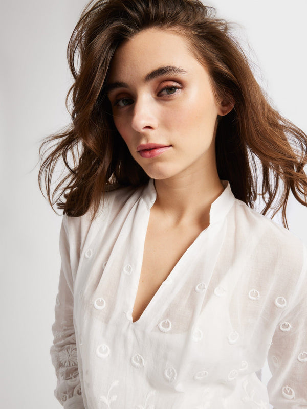 Freya Top in White Petal Embroidery — view 2