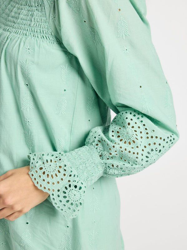 Gabriette Dress in Pistachio Eyelet — view 5