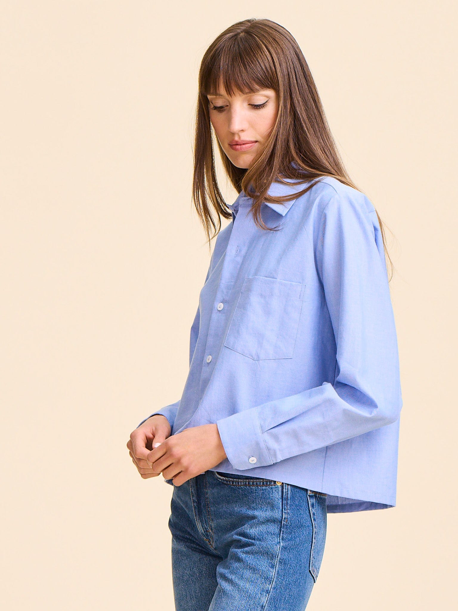 MILLE Clothing Gia Top in Blue Oxford