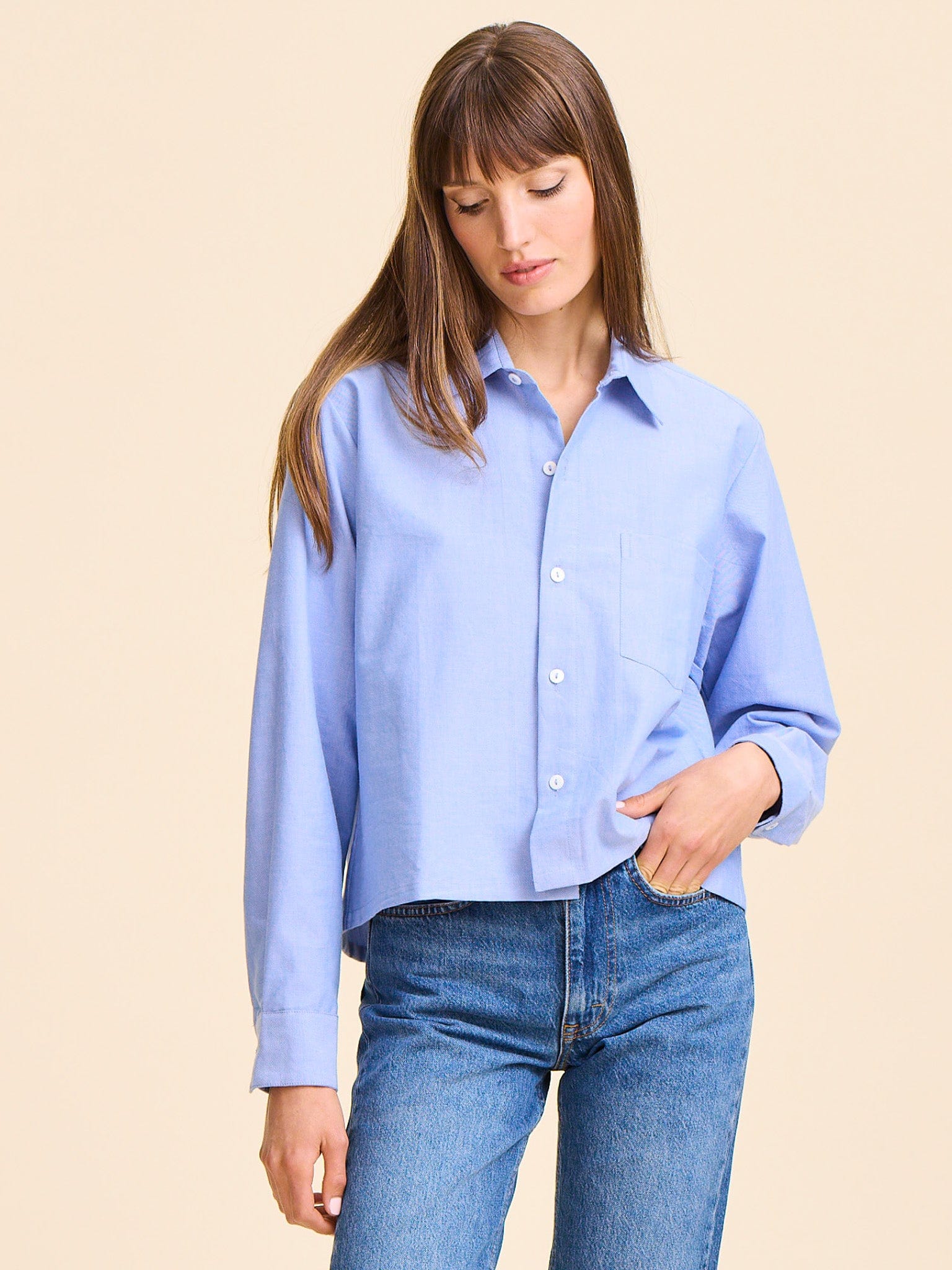 MILLE Clothing Gia Top in Blue Oxford
