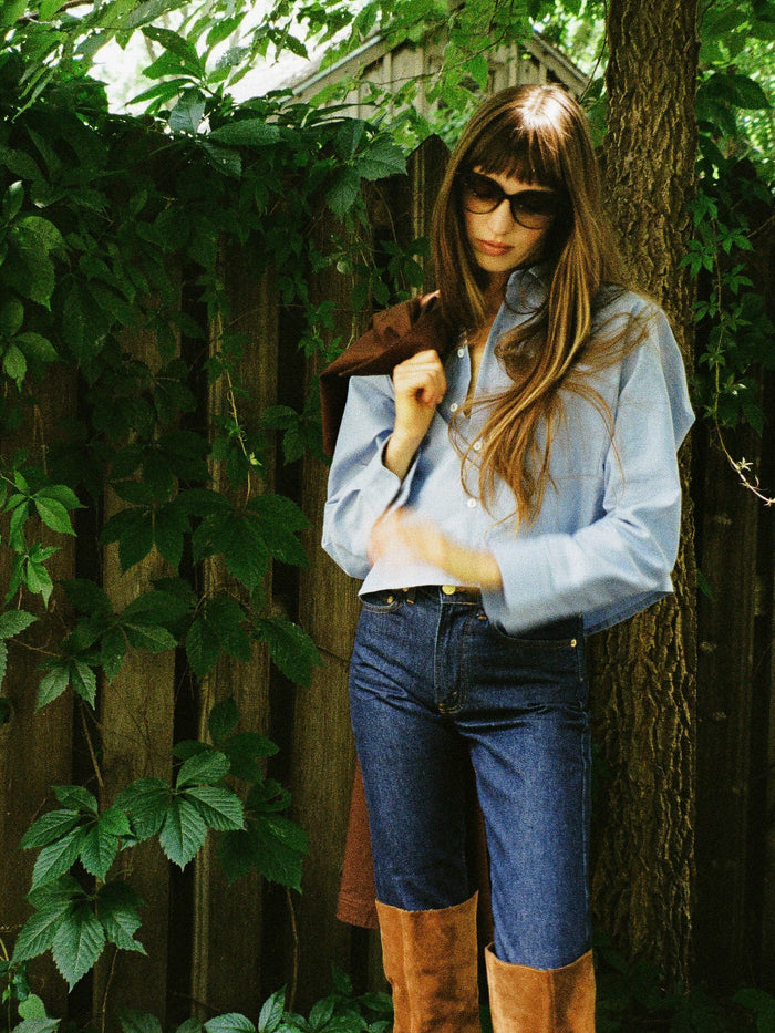 Gia Top in Blue Oxford