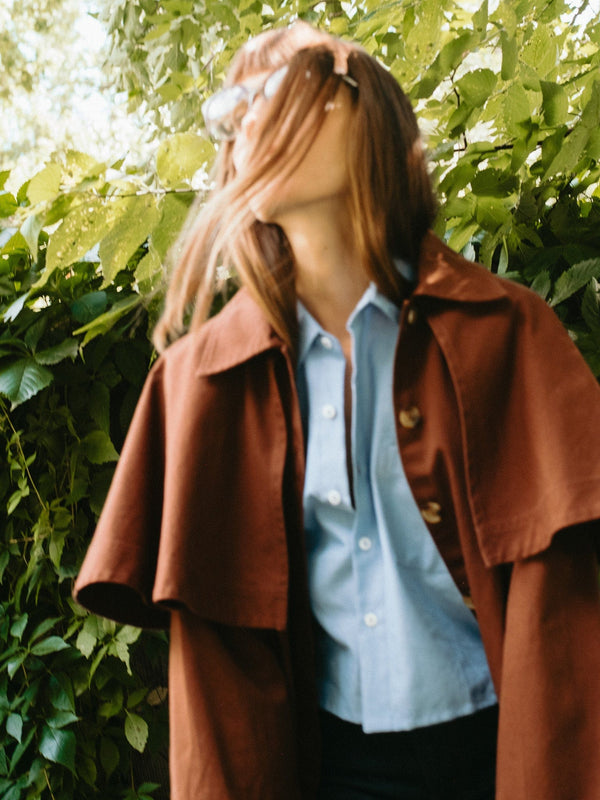 Gia Top in Blue Oxford — view 3