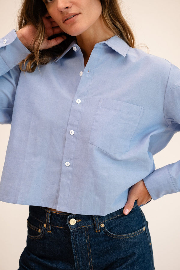 Gia Top in Blue Oxford — view 5