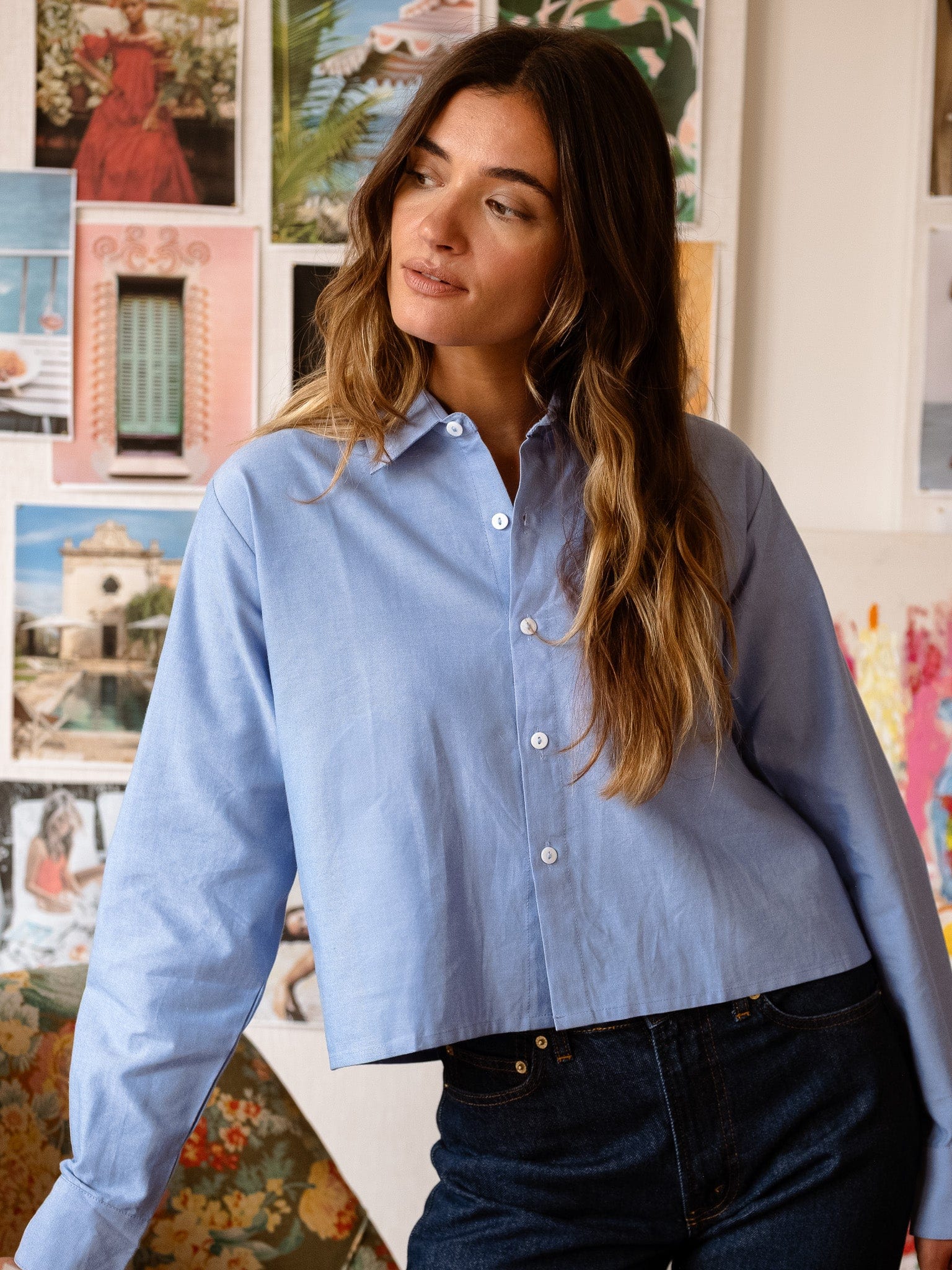 MILLE Clothing Gia Top in Blue Oxford