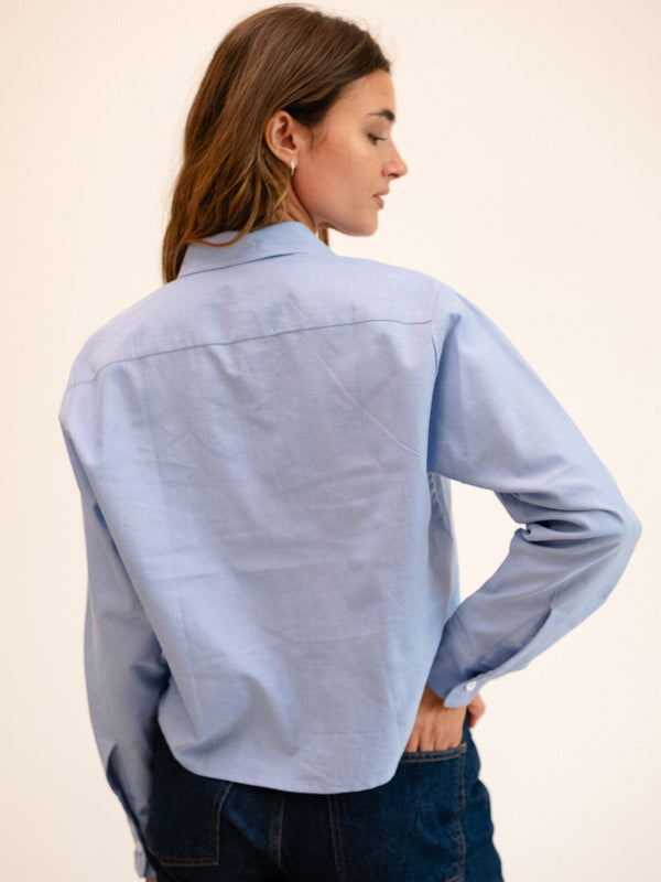 Gia Top in Blue Oxford — view 6
