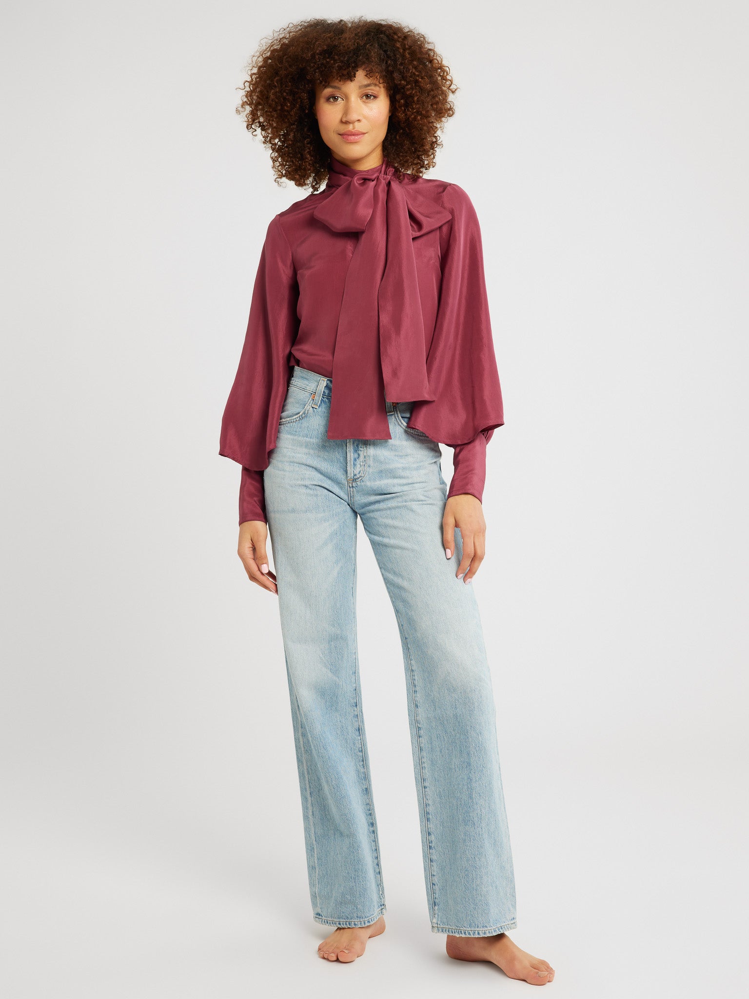 MILLE Clothing Gigi Top in Plum Washed Silk