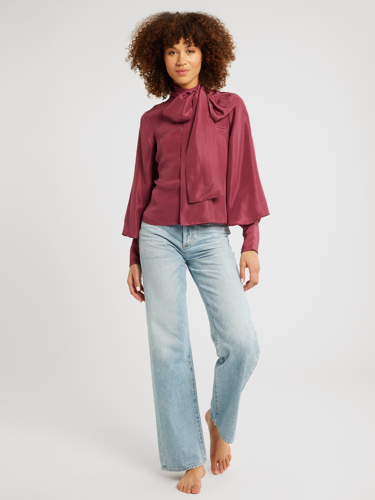 MILLE Clothing Gigi Top in Plum Washed Silk
