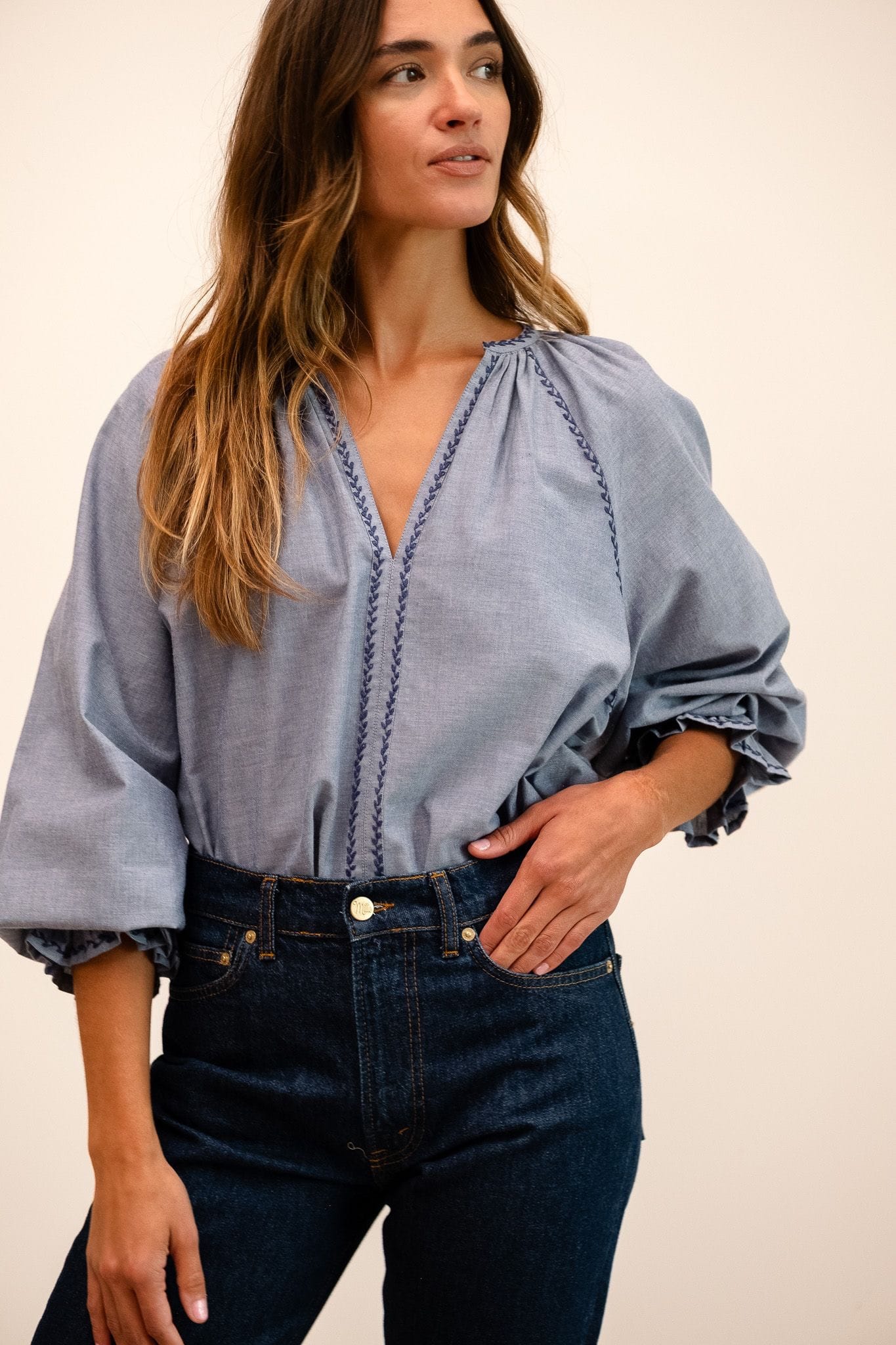 MILLE Clothing Harper Top in Chambray
