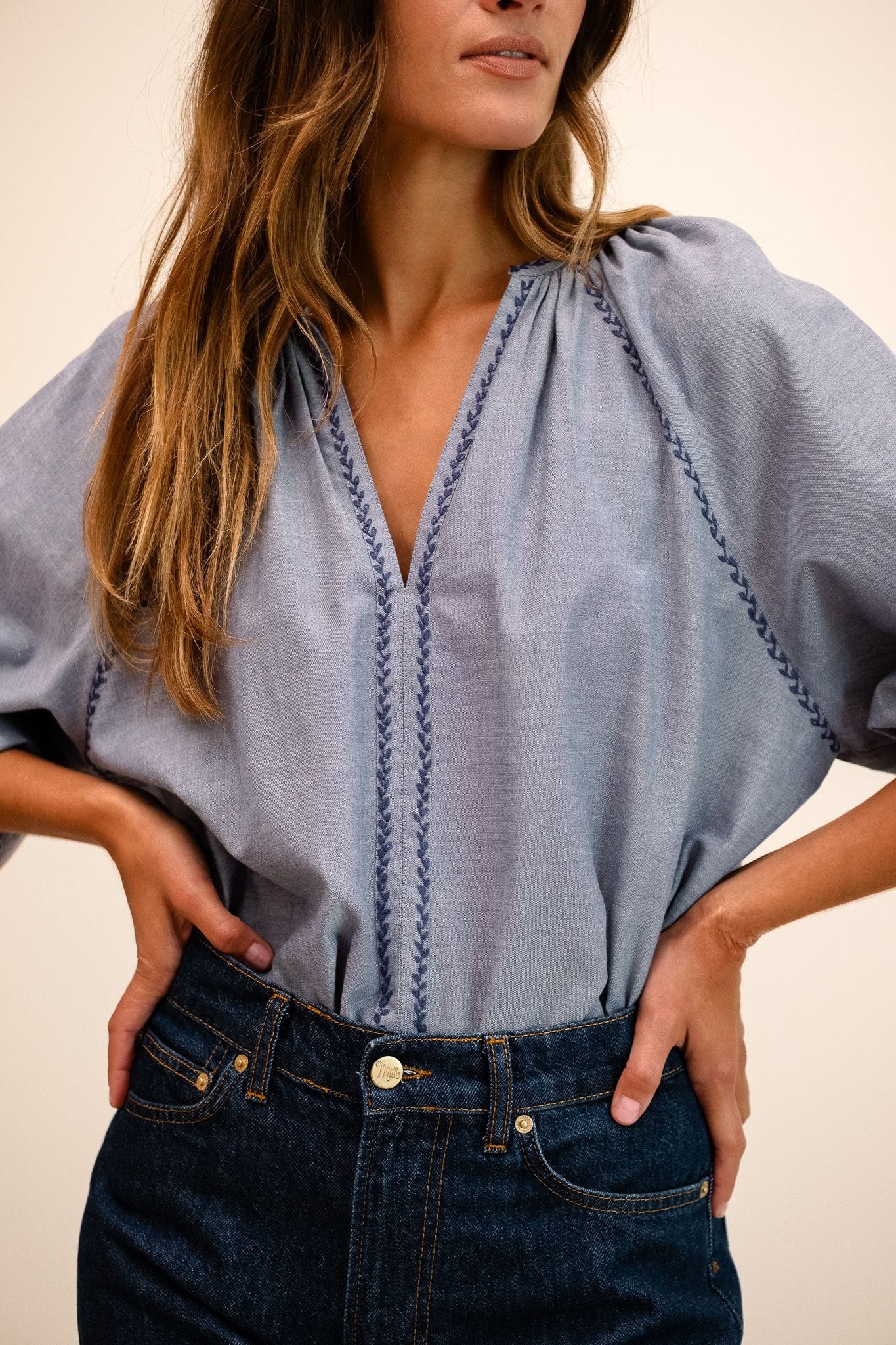 MILLE Clothing Harper Top in Chambray