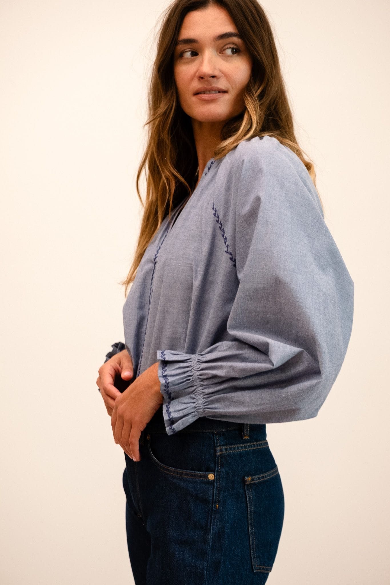 MILLE Clothing Harper Top in Chambray