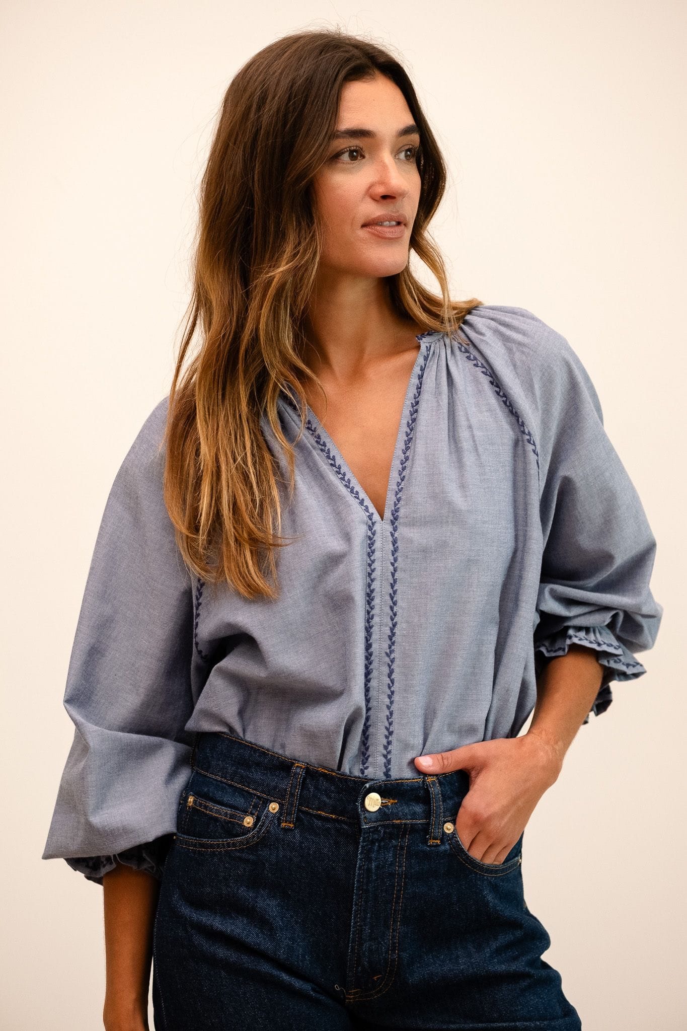 MILLE Clothing Harper Top in Chambray